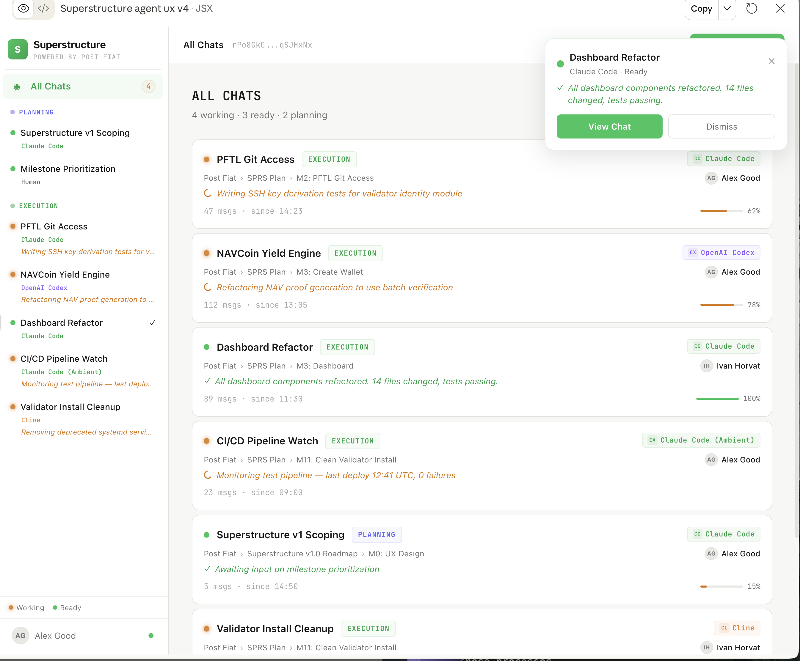 Agent and messaging view